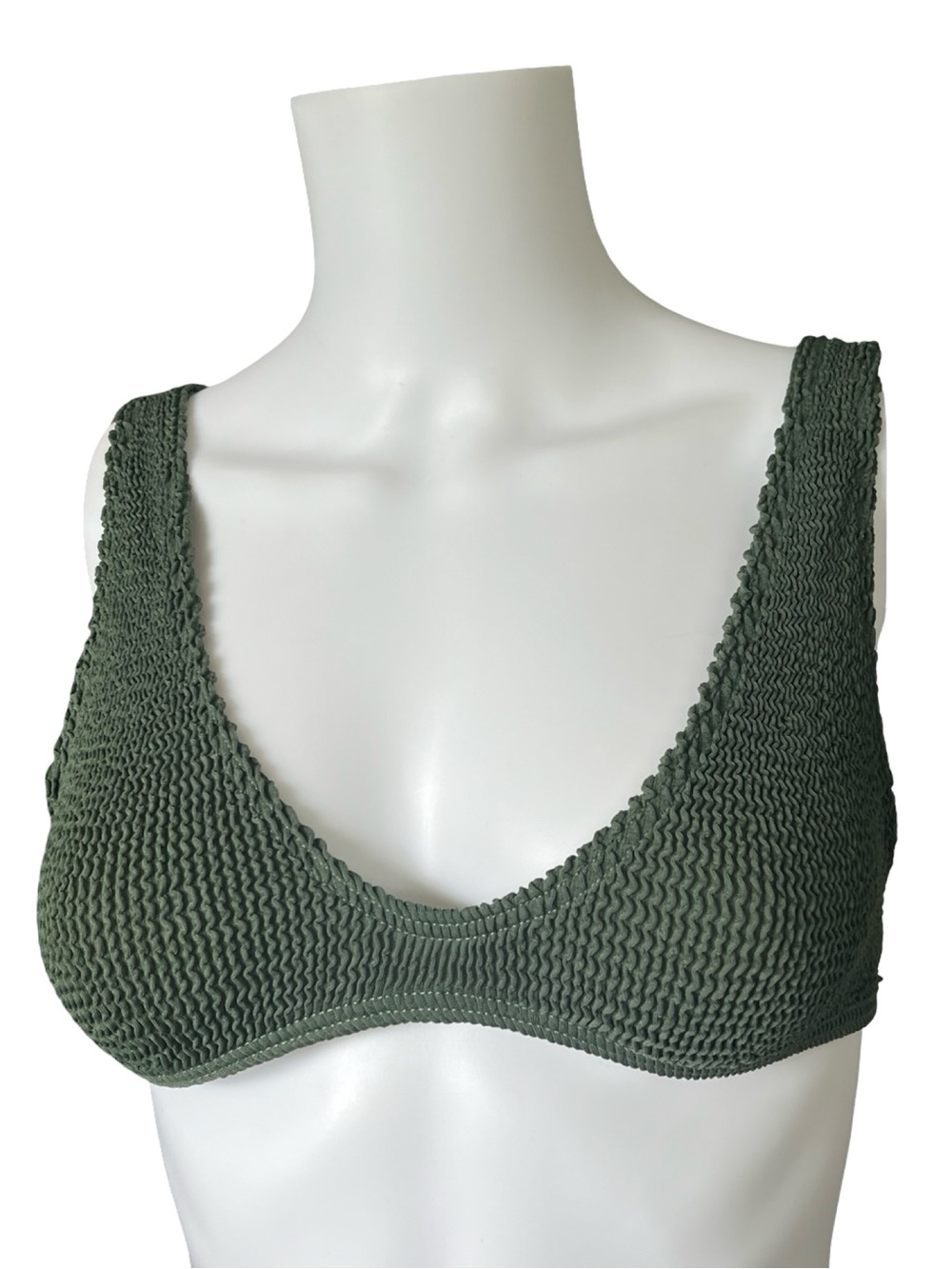 Bond-Eye the Scout Bikini Top Textured Green Stretch Womens One Size